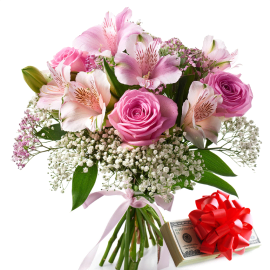 Gift-a-Cash Mixed Flower Bouquet